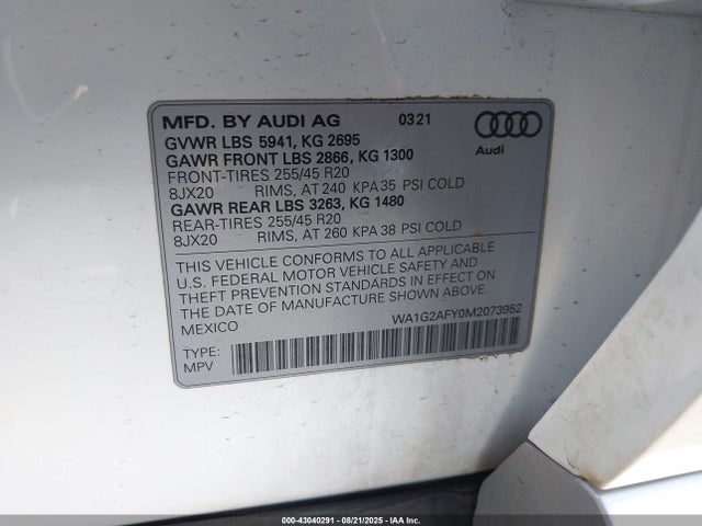 WA1G2AFY0M2073952 Audi Q5 E