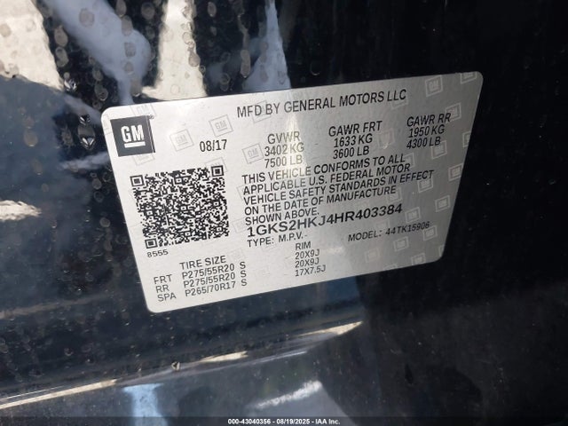 1GKS2HKJ4HR403384 GMC l86 - sidi: spark ignited direct injection, vvt: variable valve timing, afm, e85max, alum