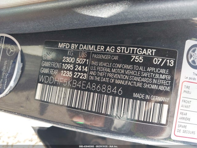 Mercedes-Benz E-Class 2014 WDDHF5KB4EA868846 Image 9