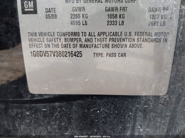 2008 CADILLAC CTS 1G6DV57V380216425 Photo 8