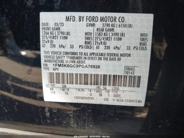 1FM5K8GC9PGA76926 Ford gtdi