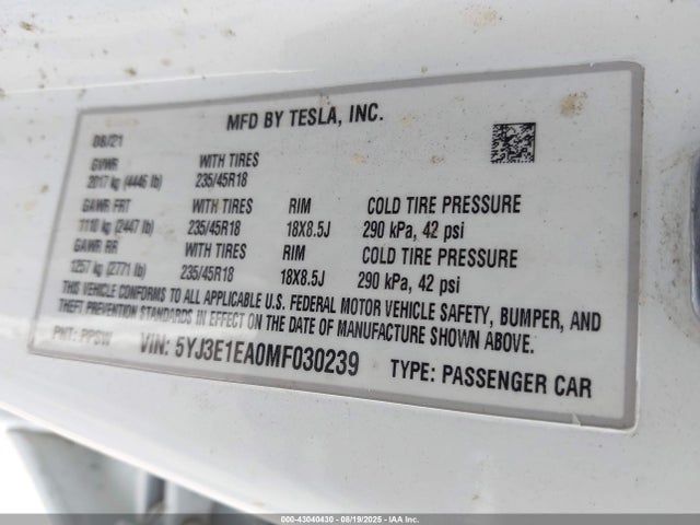 Tesla MODEL 3 2021 5YJ3E1EA0MF030239 Image 26