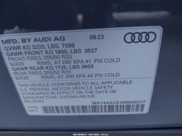 2024 AUDI Q8 E-TRON WA14AAGE4RB035237 Photo 8
