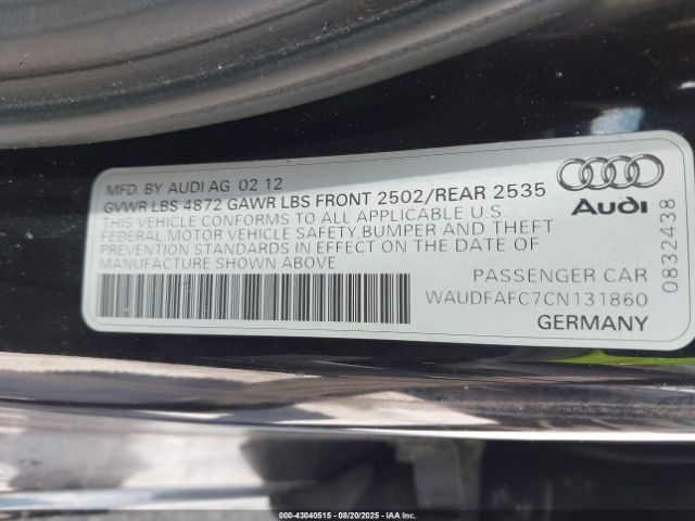2012 AUDI A6 WAUDFAFC7CN131860 Photo 8