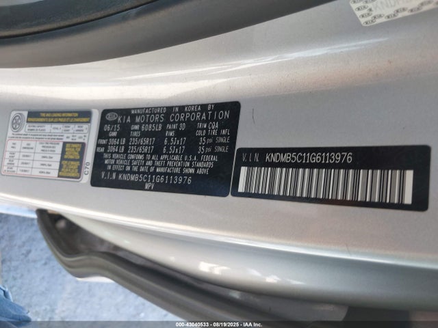 KNDMB5C11G6113976 KIA dohc gdi lambda ii