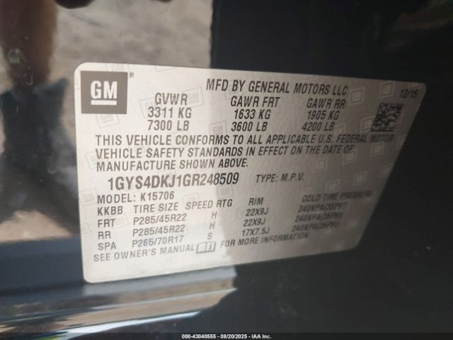 2016 CADILLAC ESCALADE 1GYS4DKJ1GR248509 Photo 8