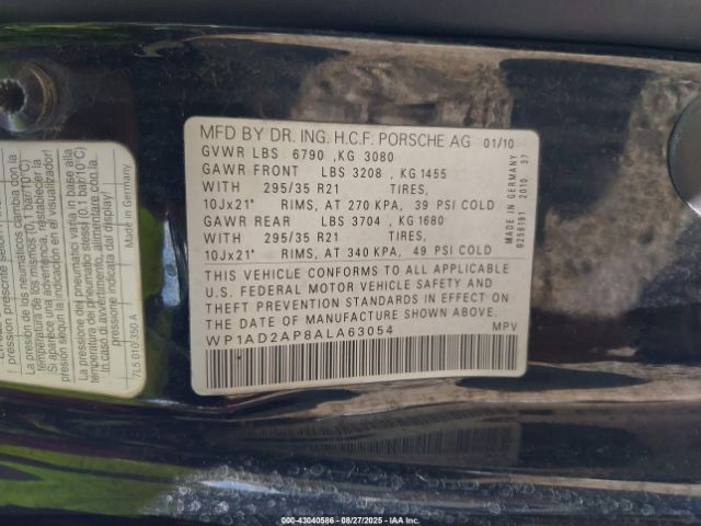 2010 PORSCHE CAYENNE WP1AD2AP8ALA63054 Photo 8