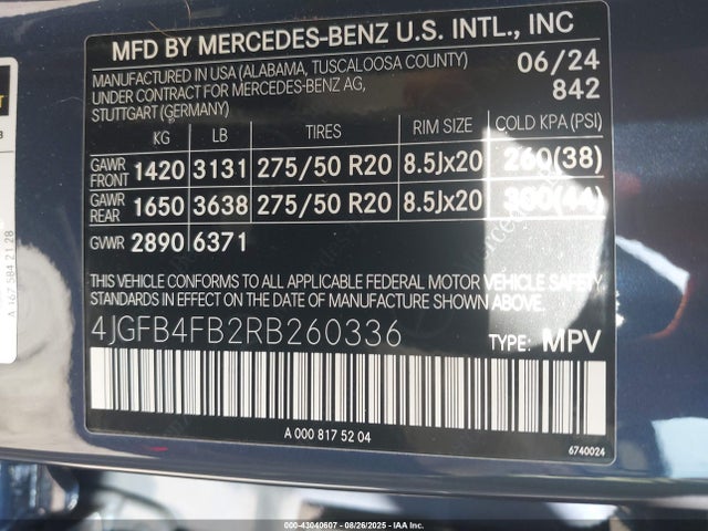 Mercedes-Benz m264 2024 4JGFB4FB2RB260336 Image 9