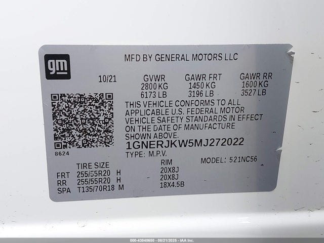 Chevrolet lfy 2021 1GNERJKW5MJ272022 Image 9