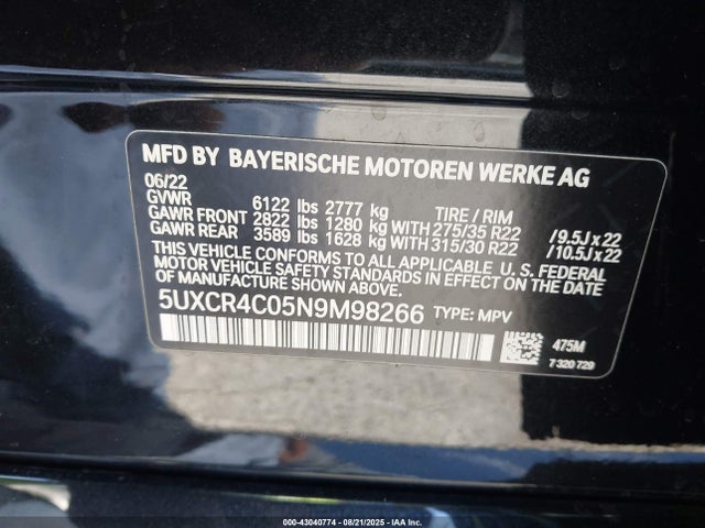 5UXCR4C05N9M98266 BMW X5