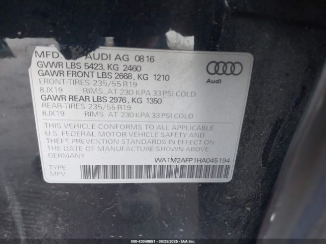 2017 AUDI Q5 WA1M2AFP1HA045194 Photo 8
