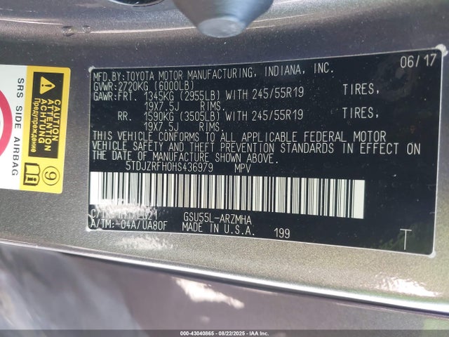 5TDJZRFH0HS436979 Toyota 2gr-fks