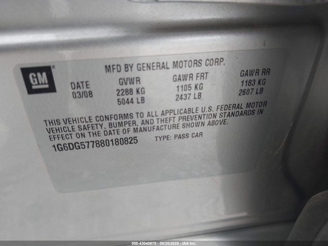 2008 CADILLAC CTS 1G6DG577880180825 Photo 8