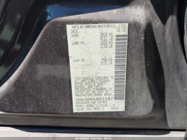 1N4AL3AP6FN885587 Nissan Altima