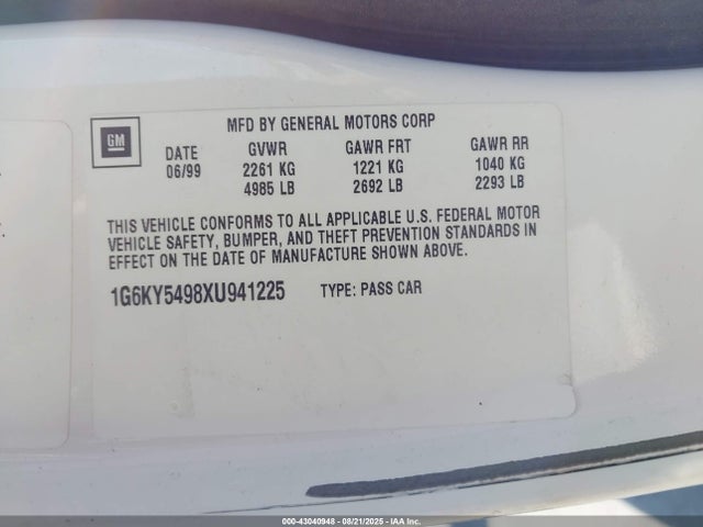 1999 CADILLAC SEVILLE 1G6KY5498XU941225 Photo 8