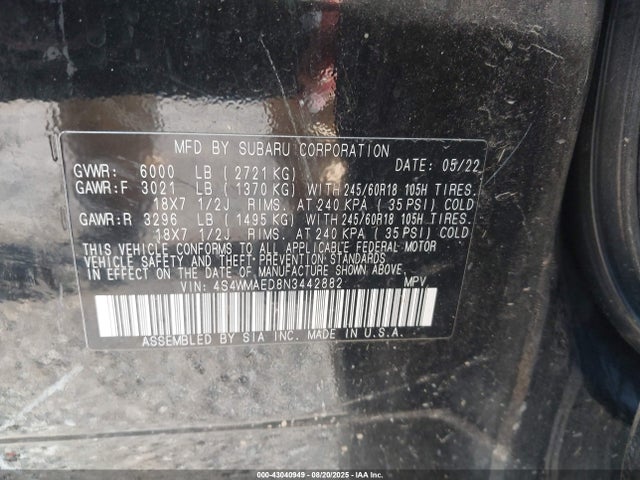 4S4WMAED8N3442882 Subaru 2022