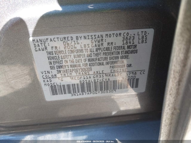 3N1AB7AP0GY305309 Nissan 2016