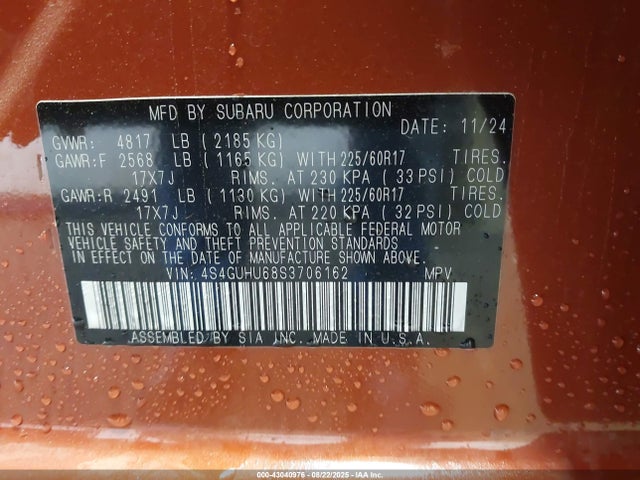 4S4GUHU68S3706162 Subaru na