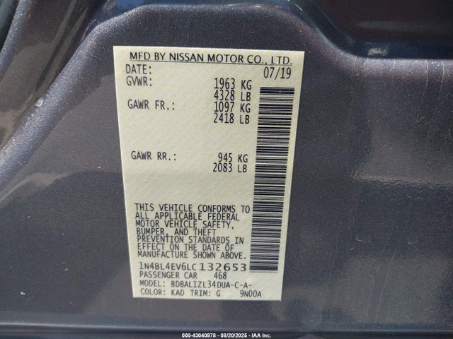 Nissan 2020 2020 1N4BL4EV6LC132653 Image 9
