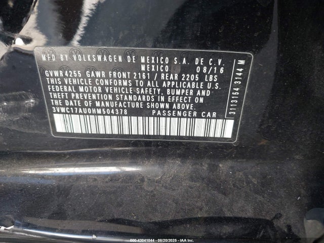 3VWC17AU0HM504378 Volkswagen 1.8 tsi