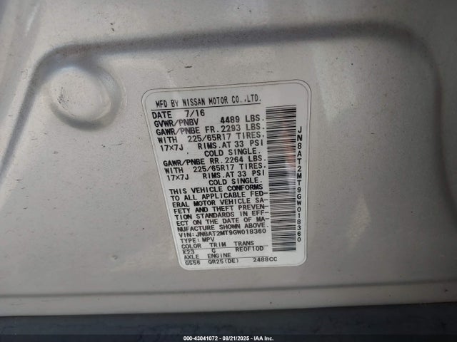 JN8AT2MT9GW018360 Nissan Rogue
