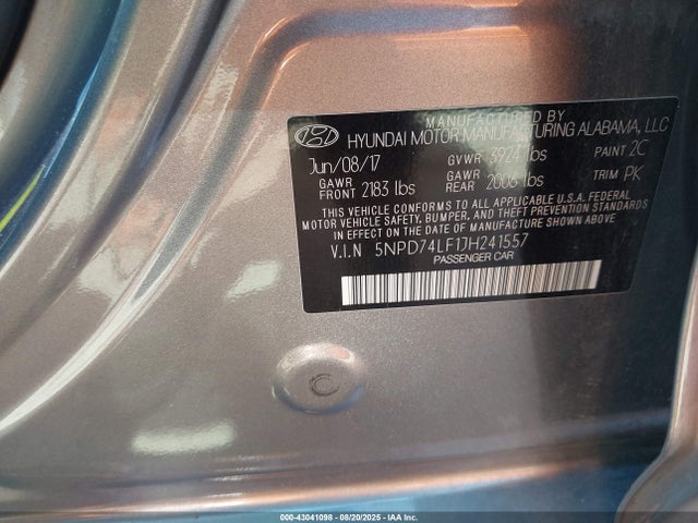Hyundai mpi nu 2018 5NPD74LF1JH241557 Image 9