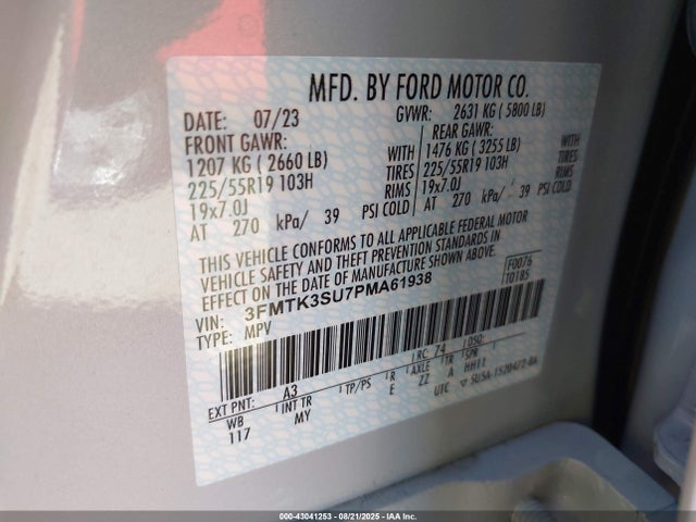 3FMTK3SU7PMA61938 Ford 2023