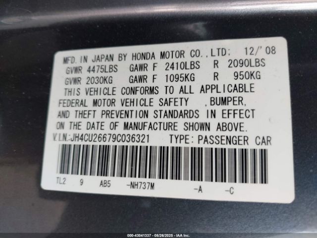 2009 ACURA TSX JH4CU26679C036321 Photo 8