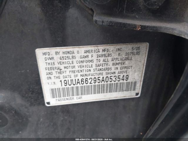 2005 ACURA TL 19UUA66295A053549 Photo 8