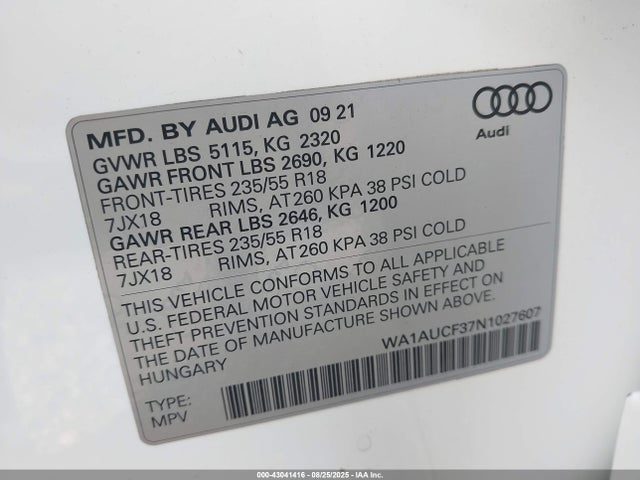 2022 AUDI Q3 WA1AUCF37N1027607 Photo 8