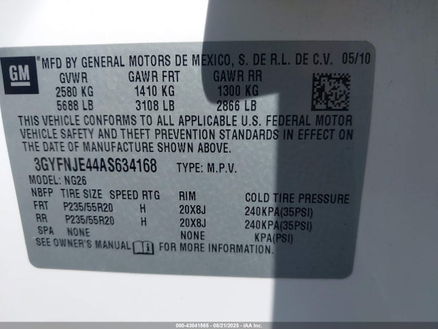 2010 CADILLAC SRX 3GYFNJE44AS634168 Photo 8