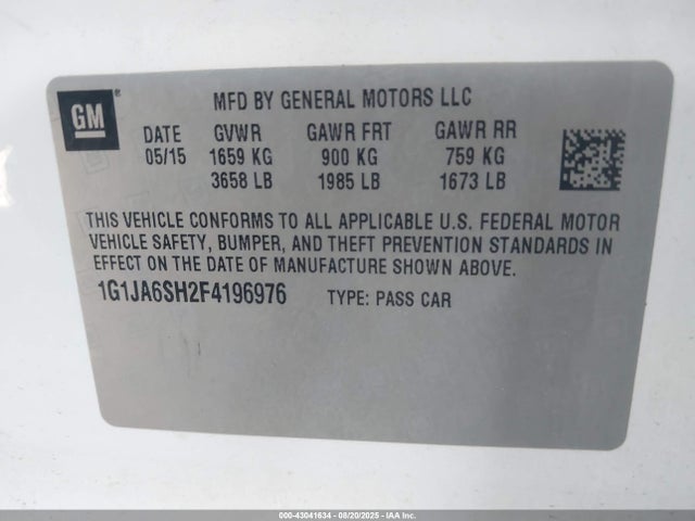 Chevrolet luw 2015 1G1JA6SH2F4196976 Image 9