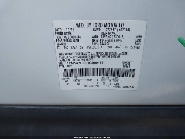 1FM5K7D88HGB00158 Ford 3.5l ti-vct
