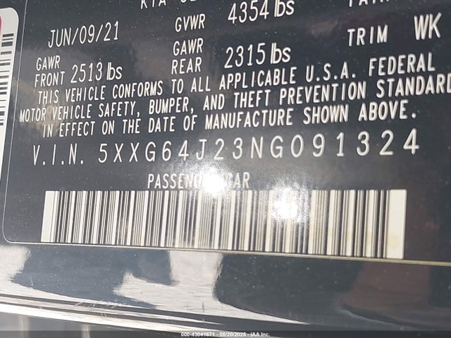 5XXG64J23NG091324 KIA t-gdi gamma ii
