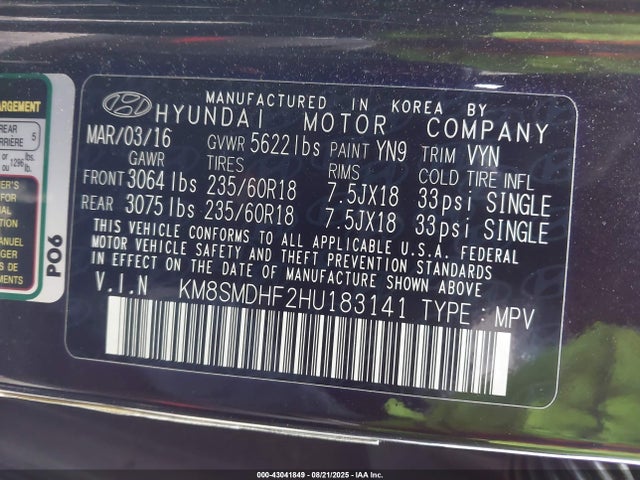 Hyundai gdi lambda ii 2017 KM8SMDHF2HU183141 Image 9