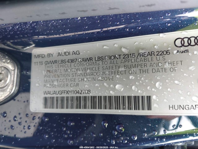 2017 AUDI A3 WAUAUGFFXH1042708 Photo 8