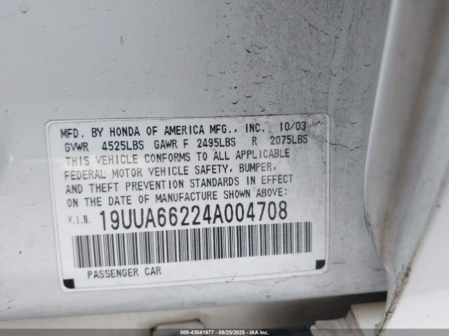 2004 ACURA TL 19UUA66224A004708 Photo 8