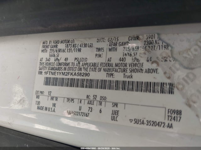 Ford 2015 2015 1FTNE1YM2FKA58290 Image 9