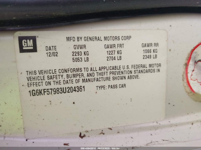 2003 CADILLAC DEVILLE 1G6KF57983U204361 Photo 8
