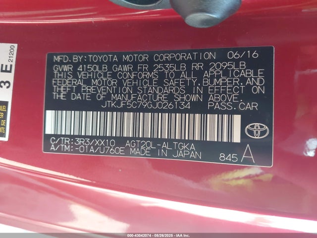 Scion 2ar-fe 2016 JTKJF5C79GJ026134 Image 9
