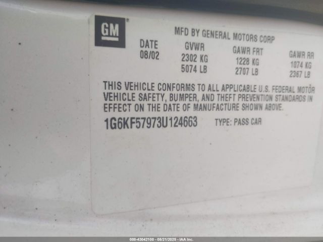 2003 CADILLAC DEVILLE 1G6KF57973U124663 Photo 8