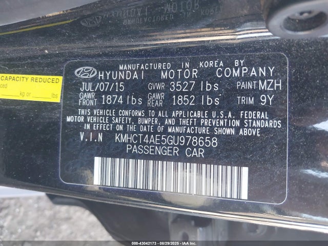 Hyundai dohc gdi gamma 2016 KMHCT4AE5GU978658 Image 9