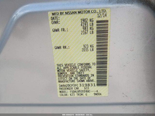 Nissan 2015 2015 1N4AZ0CP3FC319831 Image 9