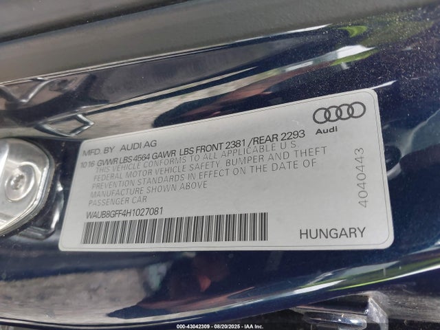2017 AUDI A3 WAUB8GFF4H1027081 Photo 8