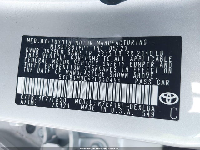 Toyota m20a-fks 2023 5YFB4MDE4PP040494 Image 9