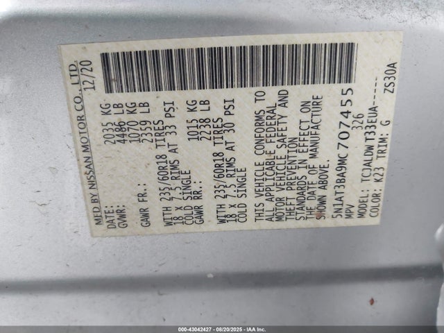 Nissan 2021 2021 5N1AT3BA9MC707455 Image 9