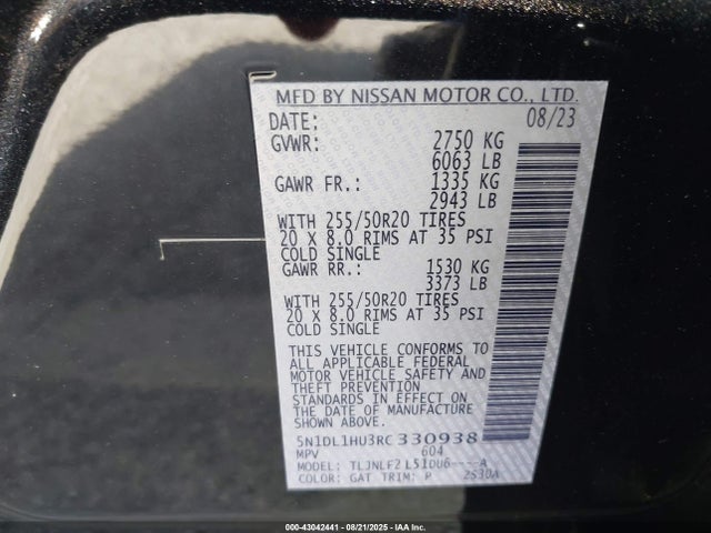5N1DL1HU3RC330938 Infiniti QX60