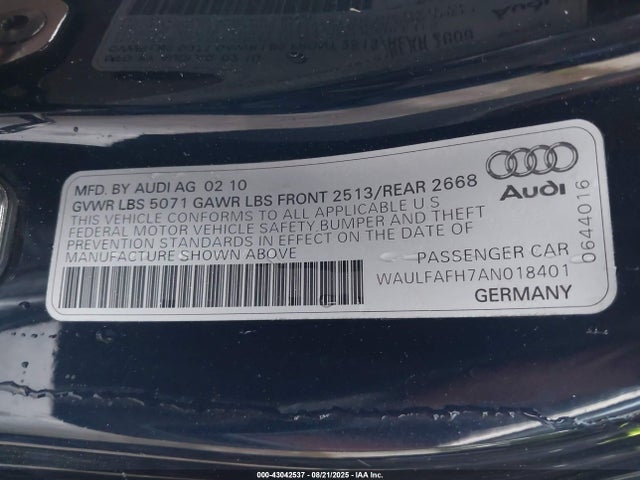 2010 AUDI A5 WAULFAFH7AN018401 Photo 8