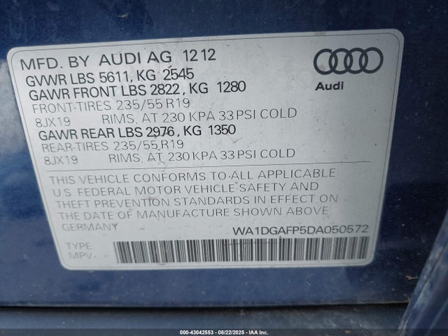 2013 AUDI Q5 WA1DGAFP5DA050572 Photo 8