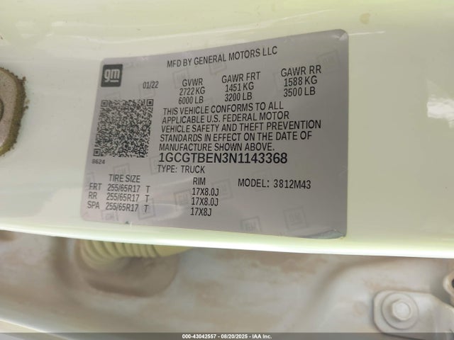 1GCGTBEN3N1143368 Chevrolet lgz